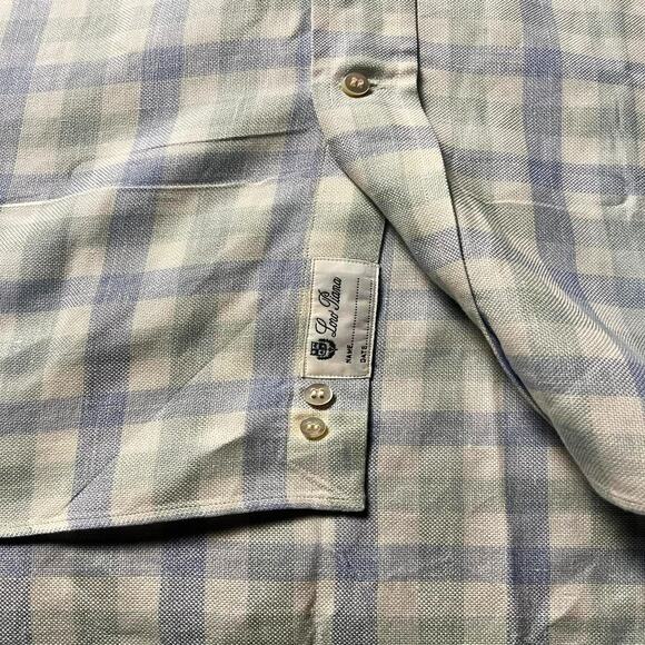 Loro Piana Luxury Linen Shirt Pastel Gingham Plaid Heritage Bespoke Men's XL - Picture 6 of 10